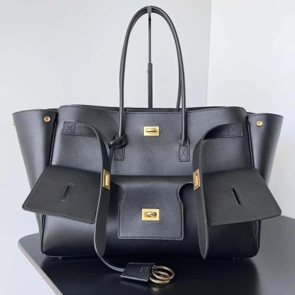Balenciaga Women Bel Air Medium Carry All Bag in Black Smooth Calfskin 8054812ABAV1000 - 图片 2