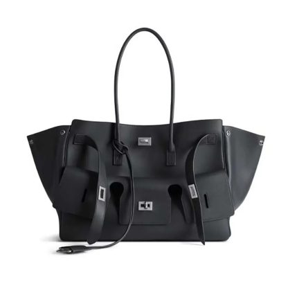 Balenciaga Women Bel Air Medium Carry All Bag in Black Smooth Calfskin 8054812ABAW1000