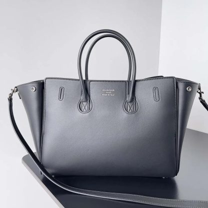 Balenciaga Women Bel Air Small Carry All Bag in Black Smooth Calfskin-Silver - 图片 3
