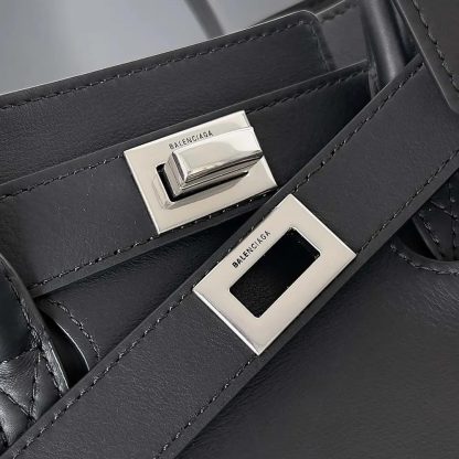 Balenciaga Women Bel Air Small Carry All Bag in Black Smooth Calfskin-Silver - 图片 7