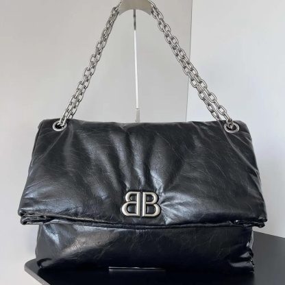 Balenciaga Women Monaco Large Chain Bag-Black - 图片 2