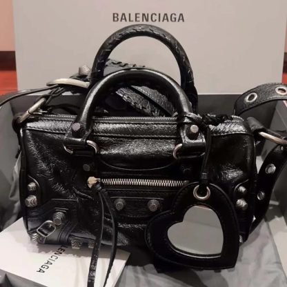 Balenciaga Women Neo Cagole XS Handbag in Black Arena Lambskin - 图片 9