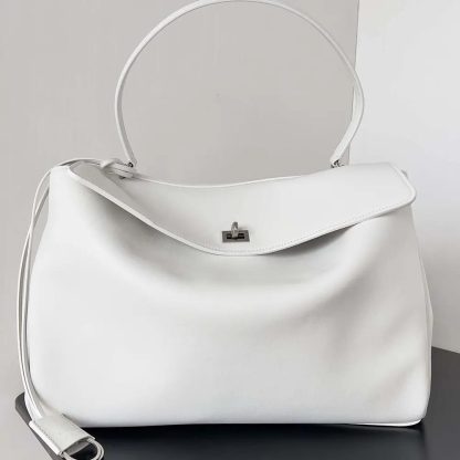 Balenciaga Women Rodeo Large Handbag in White Smooth Calfskin-Silver - 图片 2