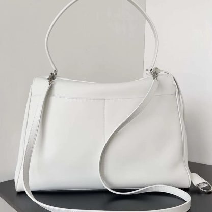 Balenciaga Women Rodeo Large Handbag in White Smooth Calfskin-Silver - 图片 3