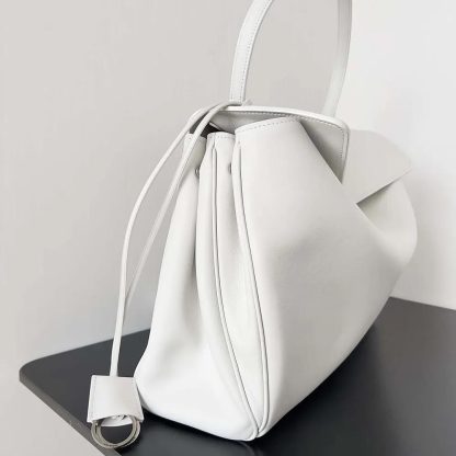 Balenciaga Women Rodeo Large Handbag in White Smooth Calfskin-Silver - 图片 4