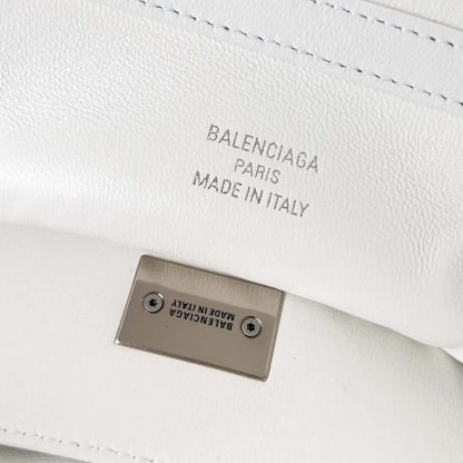 Balenciaga Women Rodeo Large Handbag in White Smooth Calfskin-Silver - 图片 8