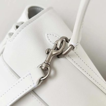 Balenciaga Women Rodeo Large Handbag in White Smooth Calfskin-Silver - 图片 7