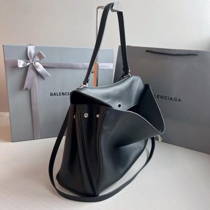 Balenciaga Women Rodeo Medium Handbag in Black Smooth Calfskin-Silver - 图片 6