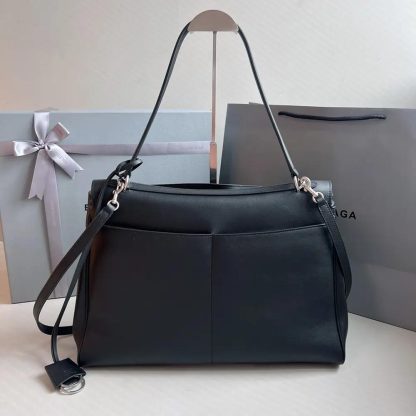 Balenciaga Women Rodeo Medium Handbag in Black Smooth Calfskin-Silver - 图片 5