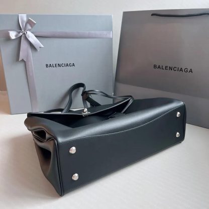 Balenciaga Women Rodeo Medium Handbag in Black Smooth Calfskin-Silver - 图片 7