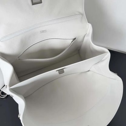 Balenciaga Women Rodeo Medium Handbag in White Smooth Calfskin-Silver - 图片 5