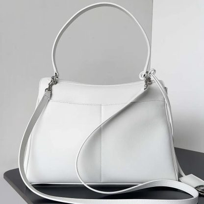 Balenciaga Women Rodeo Medium Handbag in White Smooth Calfskin-Silver - 图片 3