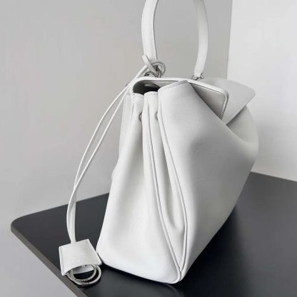 Balenciaga Women Rodeo Medium Handbag in White Smooth Calfskin-Silver - 图片 4