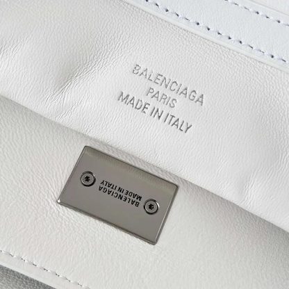 Balenciaga Women Rodeo Medium Handbag in White Smooth Calfskin-Silver - 图片 8