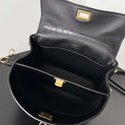 Balenciaga Women Rodeo Mini Handbag Supple Crocodile Embossed in Black - 图片 6
