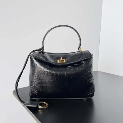 Balenciaga Women Rodeo Mini Handbag Supple Crocodile Embossed in Black - 图片 2