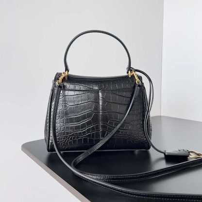 Balenciaga Women Rodeo Mini Handbag Supple Crocodile Embossed in Black - 图片 3