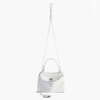 Balenciaga Women Rodeo Small Handbag in White Smooth Calfskin-Silver