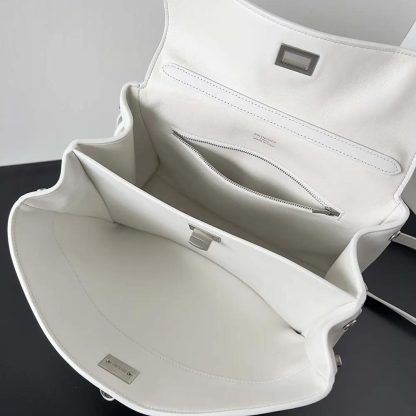 Balenciaga Women Rodeo Small Handbag in White Smooth Calfskin-Silver - 图片 5