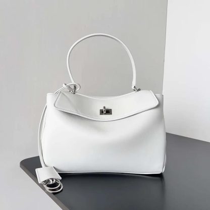 Balenciaga Women Rodeo Small Handbag in White Smooth Calfskin-Silver - 图片 2