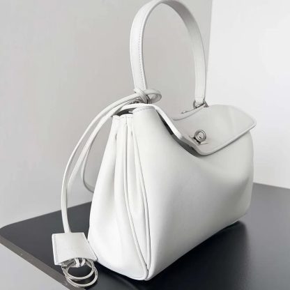Balenciaga Women Rodeo Small Handbag in White Smooth Calfskin-Silver - 图片 4