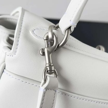 Balenciaga Women Rodeo Small Handbag in White Smooth Calfskin-Silver - 图片 7