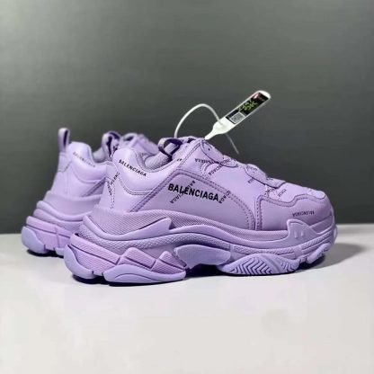 Balenciaga Women Triple S Sneaker Allover Logo in Purple and Black - 图片 7