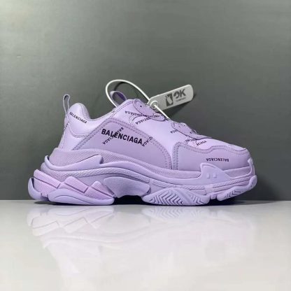 Balenciaga Women Triple S Sneaker Allover Logo in Purple and Black - 图片 5