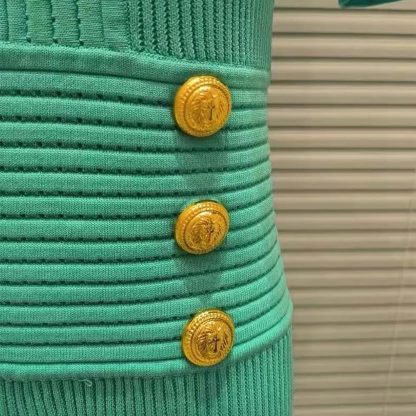 Balmain Women Flared Knit Dress-Light Blue DF1R7320KF247CN - 图片 4