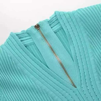 Balmain Women Flared Knit Dress-Light Blue DF1R7320KF247CN - 图片 7