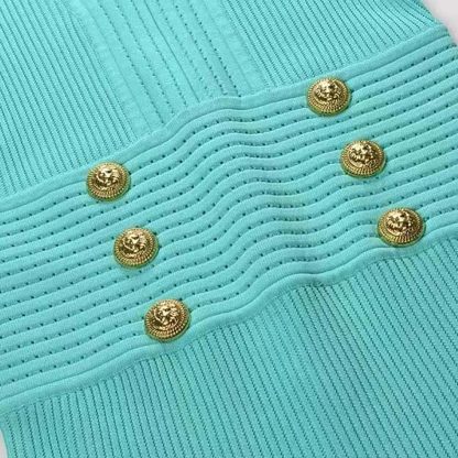 Balmain Women Flared Knit Dress-Light Blue DF1R7320KF247CN - 图片 5