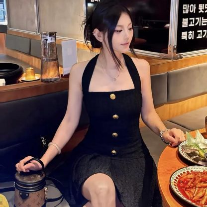Balmain Women Knit Backless Dress-Black - 图片 2