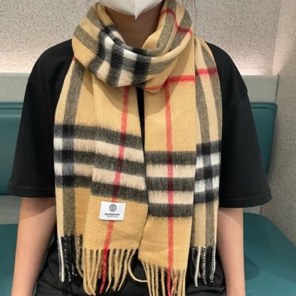 Burberry Unisex Check Cashmere Scarf-Beige 80765761 - 图片 8