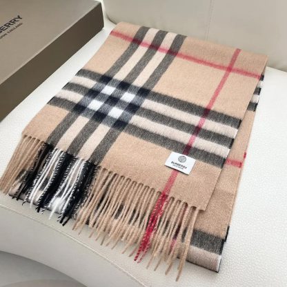 Burberry Unisex Check Cashmere Scarf-Beige 80765761 - 图片 4