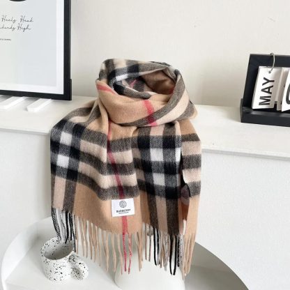 Burberry Unisex Check Cashmere Scarf-Beige 80765761 - 图片 2