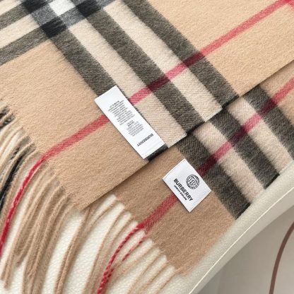 Burberry Unisex Check Cashmere Scarf-Beige 80765761 - 图片 5