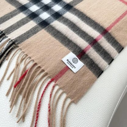 Burberry Unisex Check Cashmere Scarf-Beige 80765761 - 图片 6