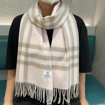 Burberry Unisex Check Cashmere Scarf-Pink 80497111 - 图片 9