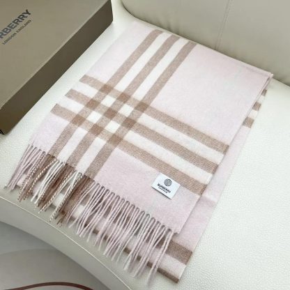 Burberry Unisex Check Cashmere Scarf-Pink 80497111 - 图片 5