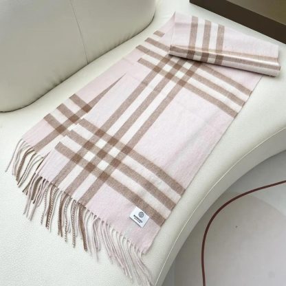 Burberry Unisex Check Cashmere Scarf-Pink 80497111 - 图片 4