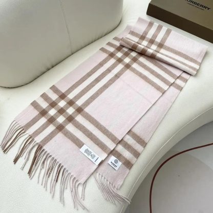Burberry Unisex Check Cashmere Scarf-Pink 80497111 - 图片 3