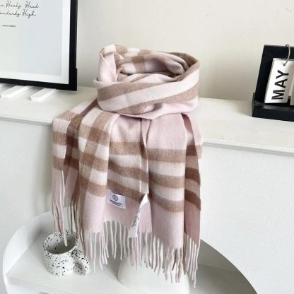 Burberry Unisex Check Cashmere Scarf-Pink 80497111 - 图片 2