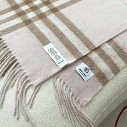 Burberry Unisex Check Cashmere Scarf-Pink 80497111 - 图片 8