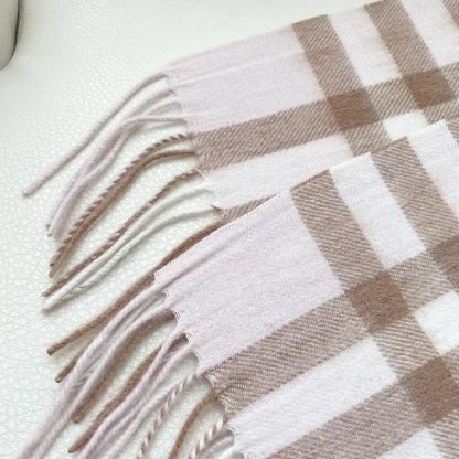 Burberry Unisex Check Cashmere Scarf-Pink 80497111 - 图片 6