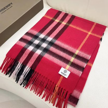 Burberry Unisex Check Cashmere Scarf-Red 80497131 - 图片 5