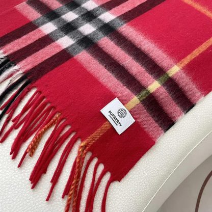 Burberry Unisex Check Cashmere Scarf-Red 80497131 - 图片 6