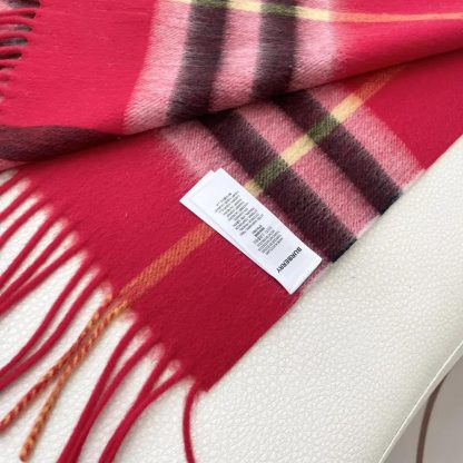 Burberry Unisex Check Cashmere Scarf-Red 80497131 - 图片 8