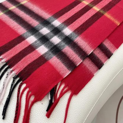 Burberry Unisex Check Cashmere Scarf-Red 80497131 - 图片 7