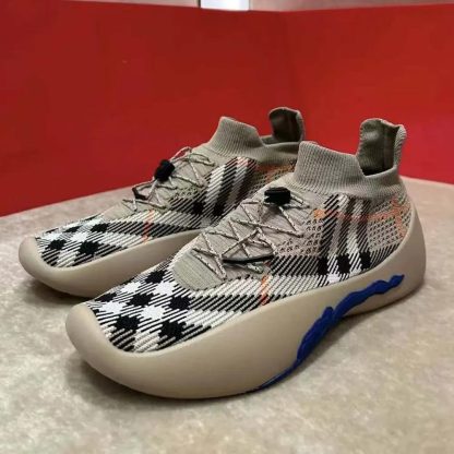 Burberry Unisex Check Knit Neptune Sneakers-Sandy 80993261 - 图片 4