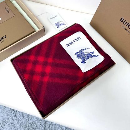 Burberry Unisex Check Wool Scarf-Red 80792481 - 图片 4